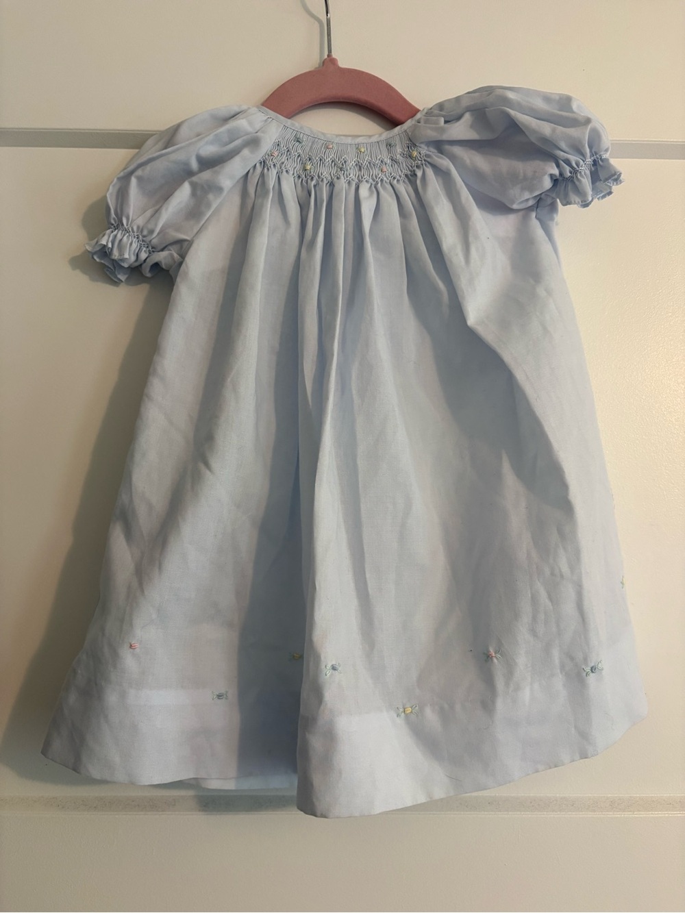 Petit Ami Light Blue Smocked Puff-Sleeve Dress